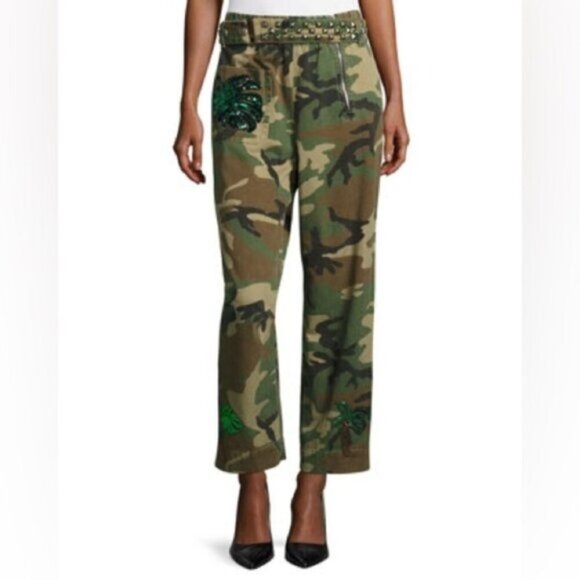 Marc Jacobs Paradise-Patch Camouflage Pants Size 10 100% Cotton - Picture 1 of 16